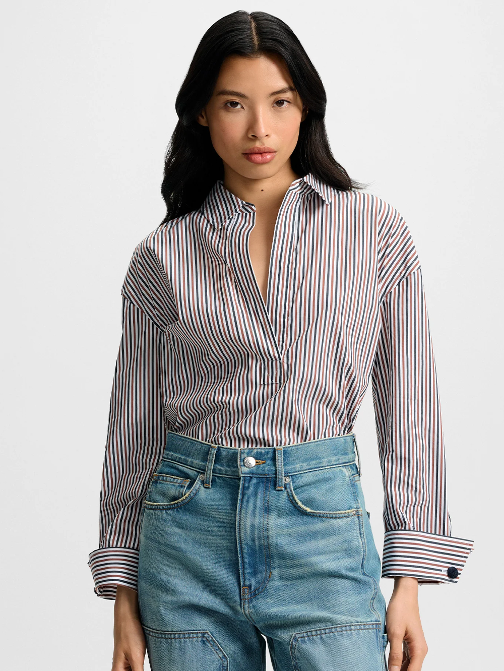 Draymond Striped Cuff-Sleeve Shirt – AMY Atelier