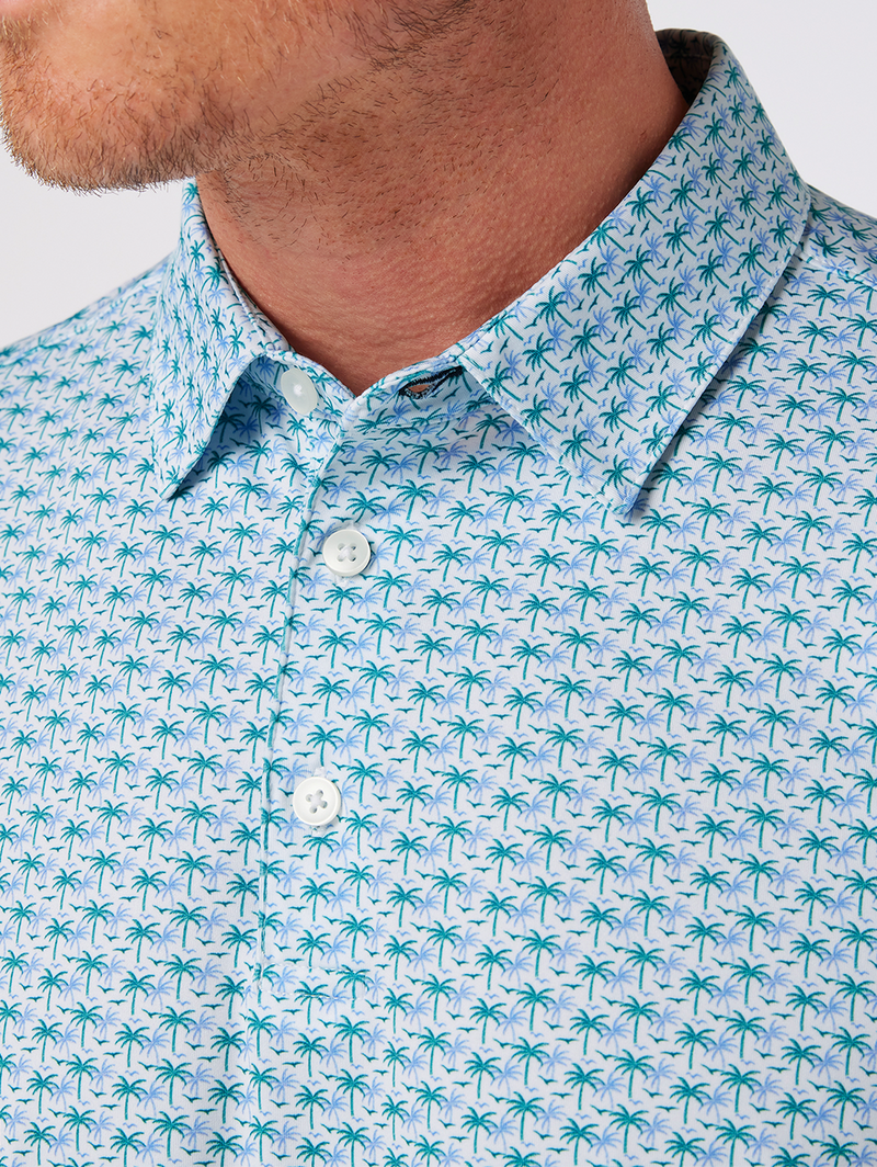 Versa Short Sleeve Polo in White Island Time