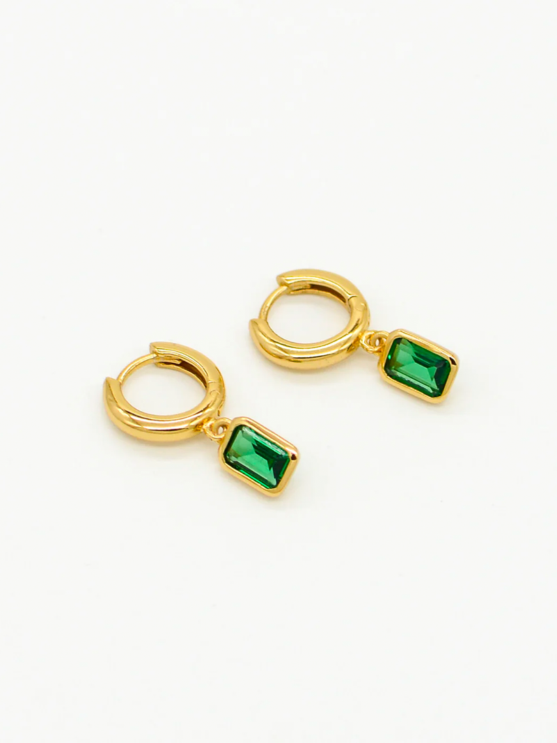 Vienna Emerald Drop Stone Huggies