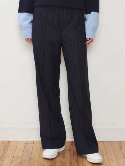 The Chaplin Trouser in Midnight Pinstripe