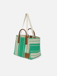 WE-AR4 THE RIVIERA TOTE IN BRIGHT GREEN STRIPE – Image 3