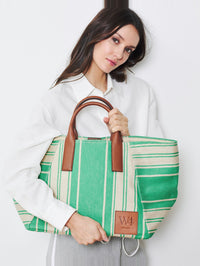 WE-AR4 THE RIVIERA TOTE IN BRIGHT GREEN STRIPE – Image 6