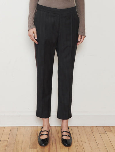 The Windsor Trouser in Charcoal Stripe
