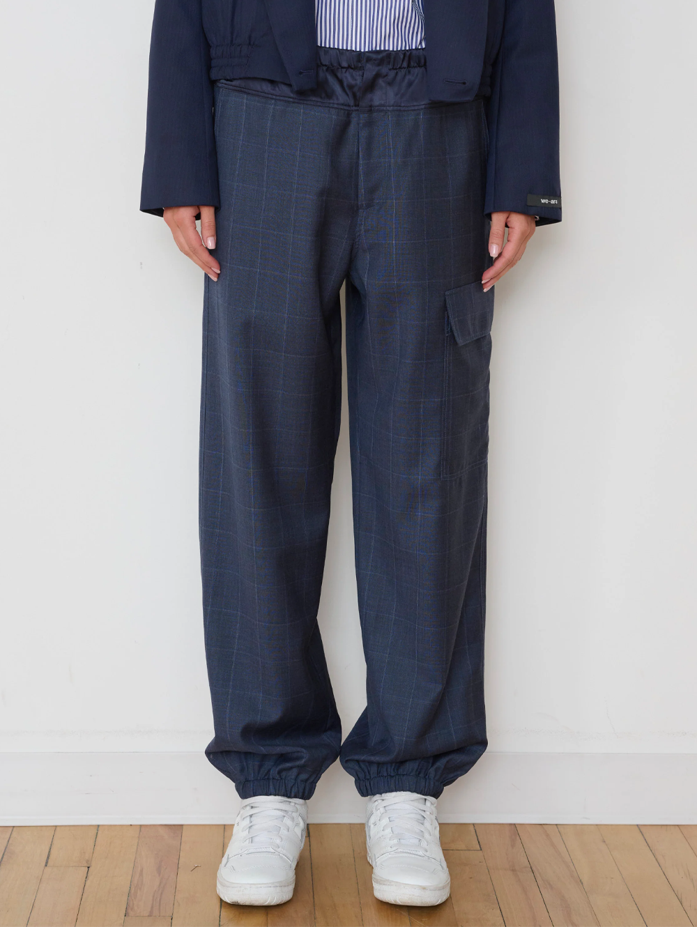 The Bootleg Cargo Pant in Denim Check