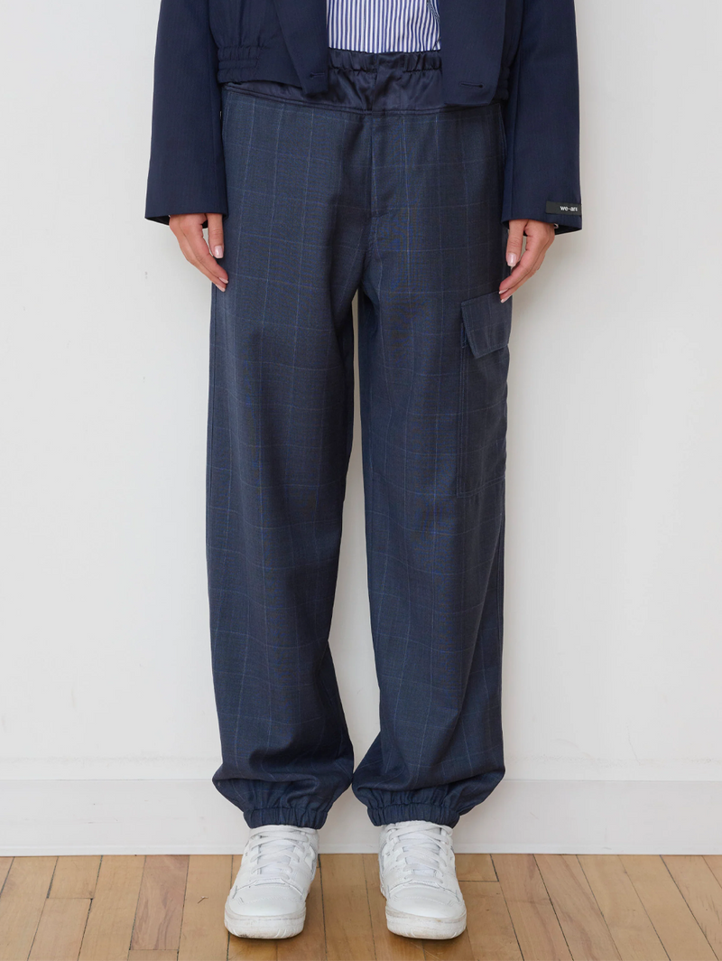 The Bootleg Cargo Pant in Denim Check