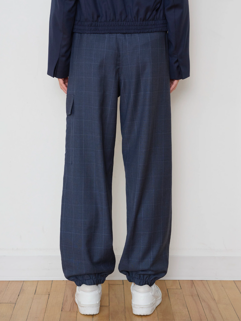 The Bootleg Cargo Pant in Denim Check