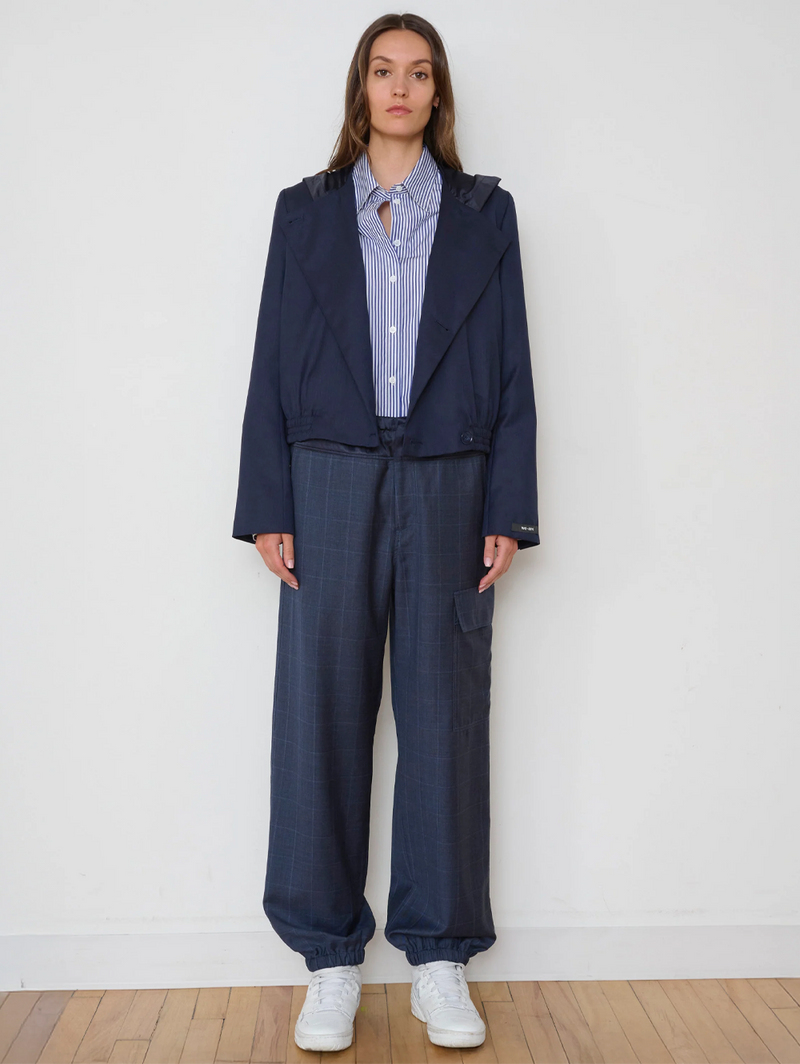The Bootleg Cargo Pant in Denim Check