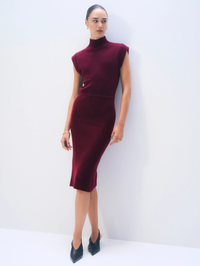 Cashmere Sleeveless Dress in Sangria by WHITE & WARREN-SANGRIA-AMY Atelier