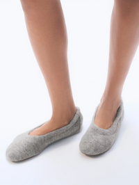 Cashmere Slippers in Grey Heather by WHITE & WARREN - View 2