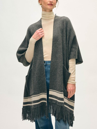 Cashmere Blend Fringe Poncho