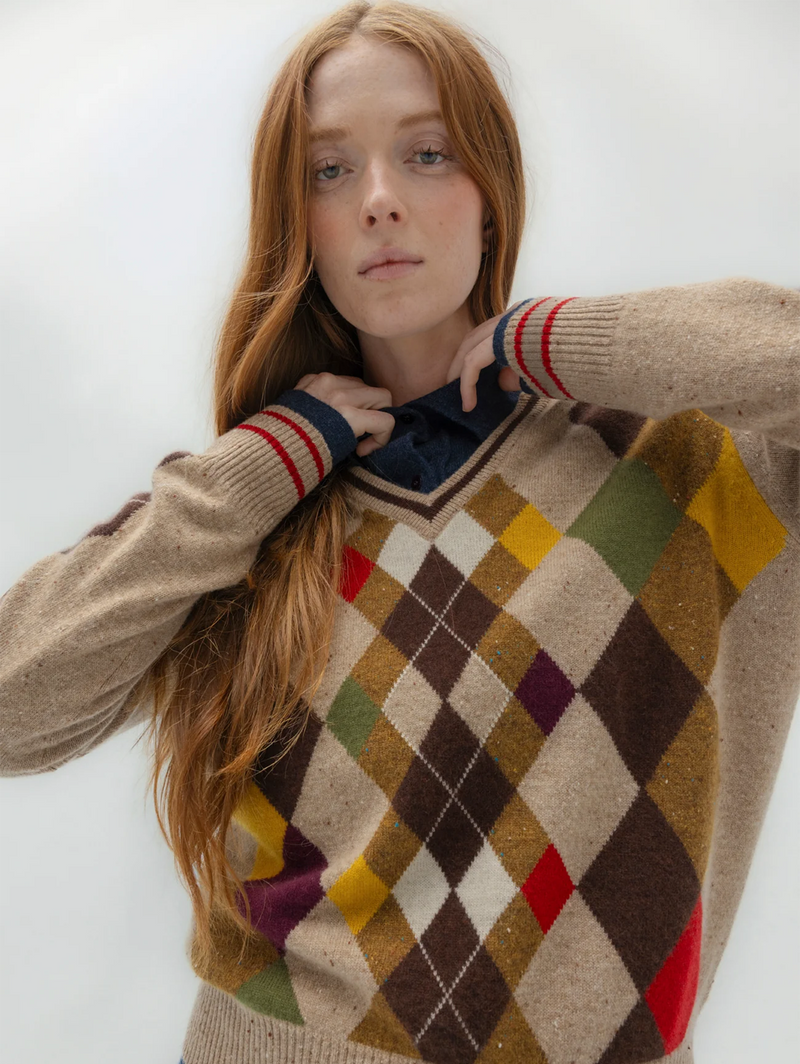 Oddball Argyle V-Neck Sweater