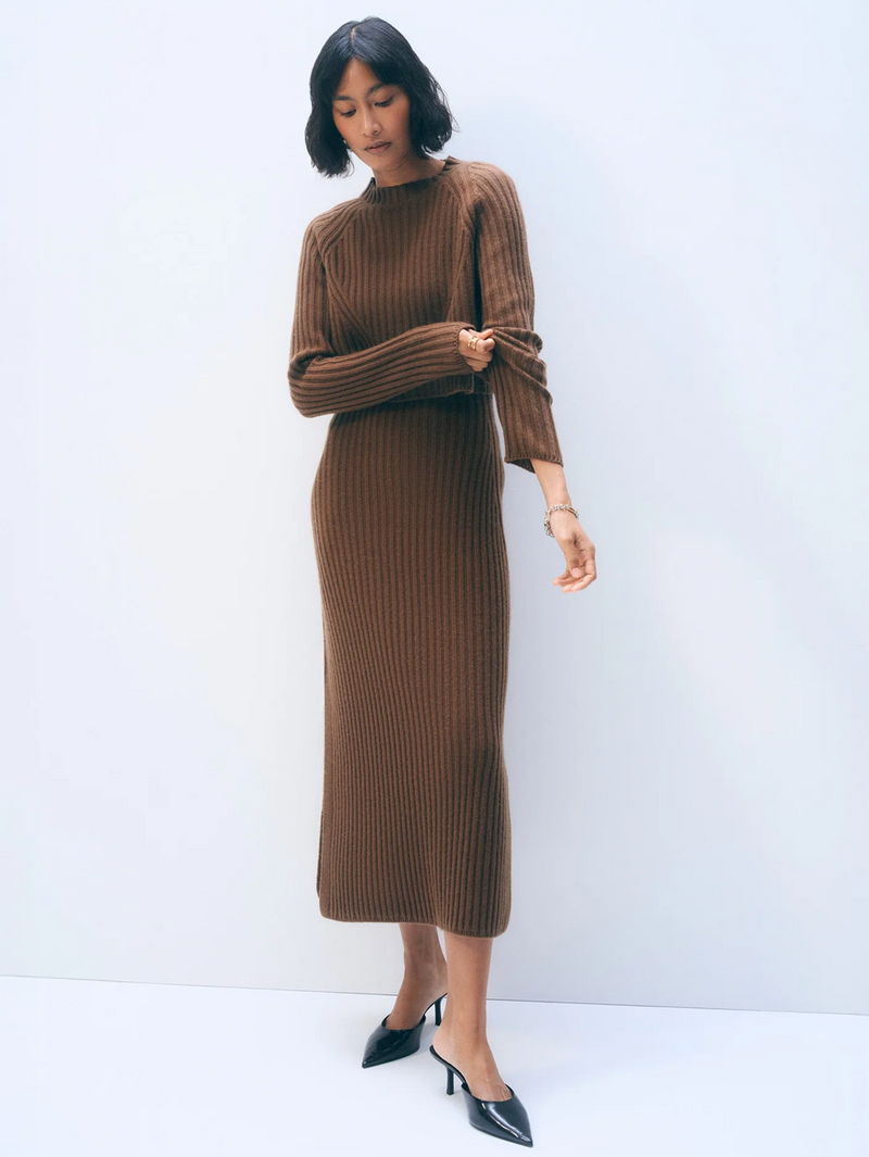 Cashmere Blend Cropped Ribbed Crewneck