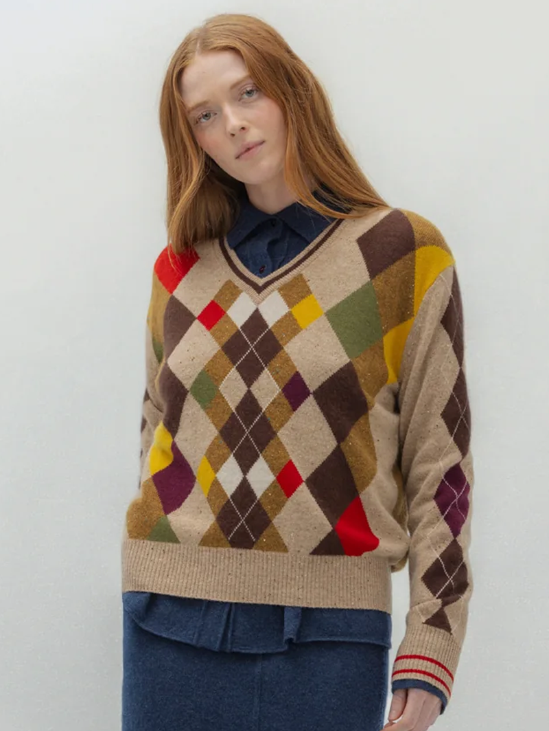 Oddball Argyle V-Neck Sweater