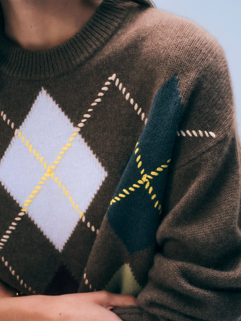 Cashmere Argyle Crewneck
