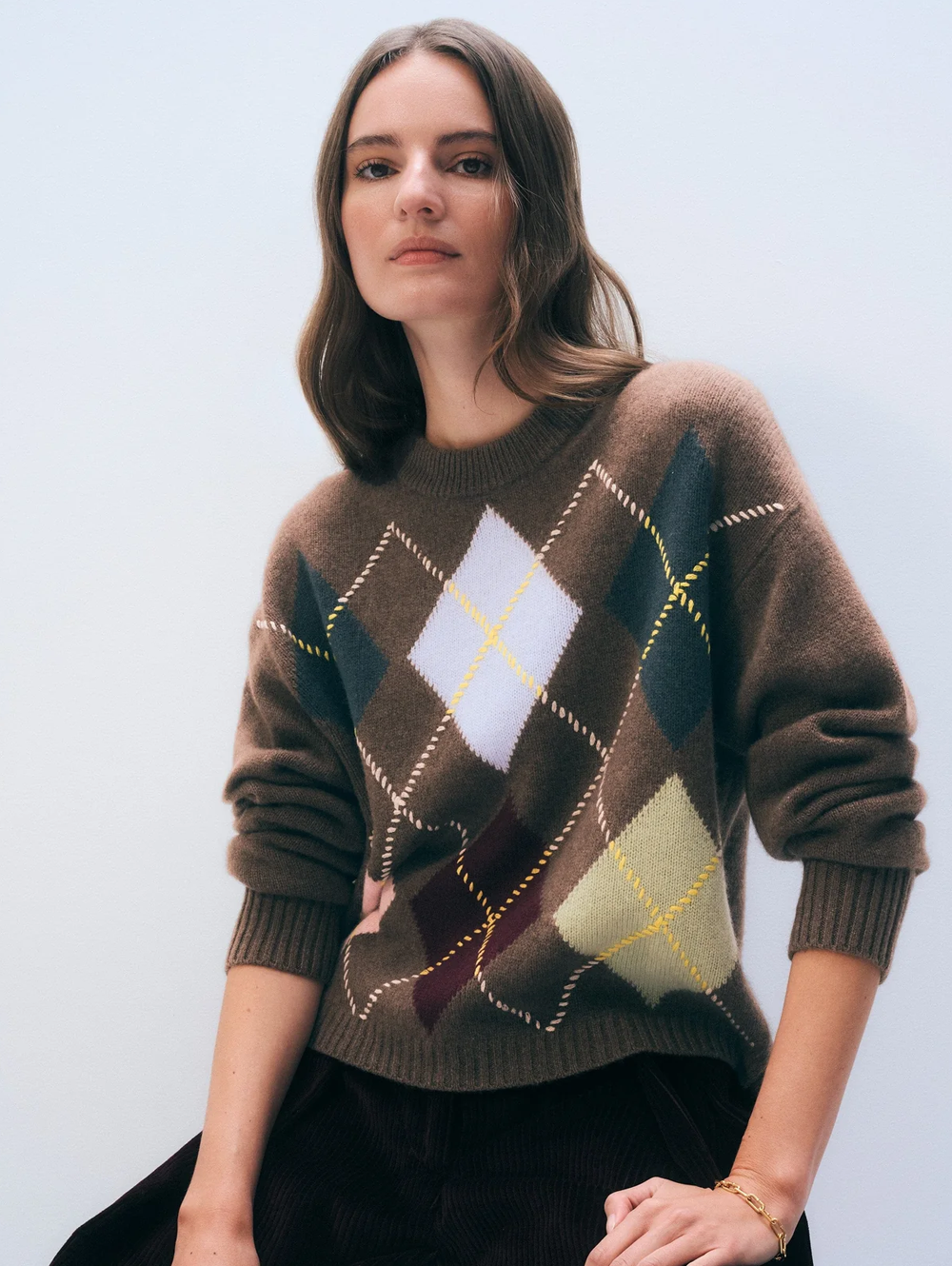 Cashmere Argyle Crewneck
