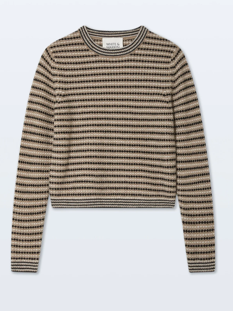 Cashmere Textured Stripe Crewneck
