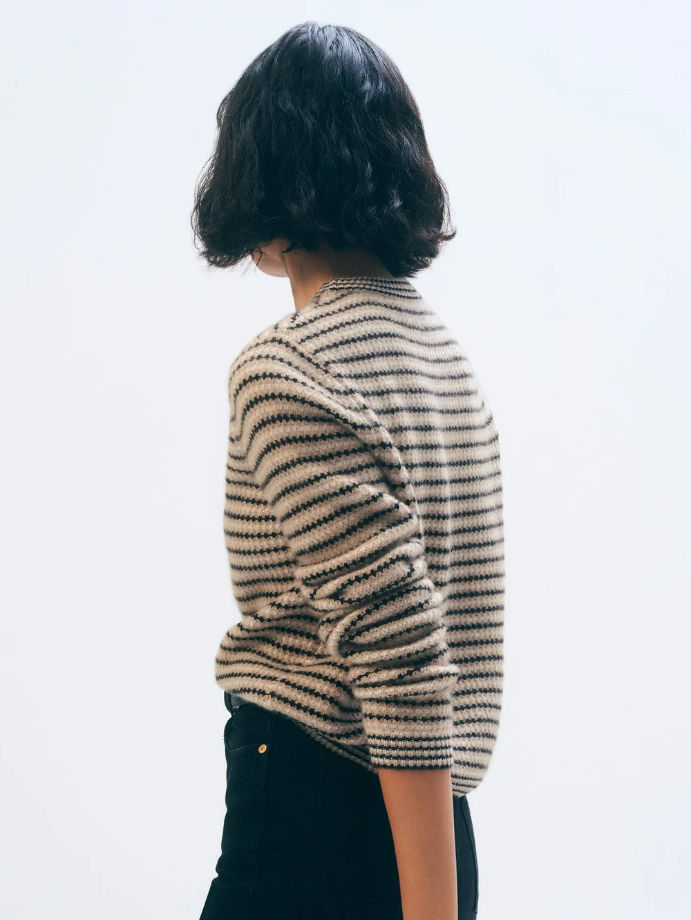 Cashmere Textured Stripe Crewneck