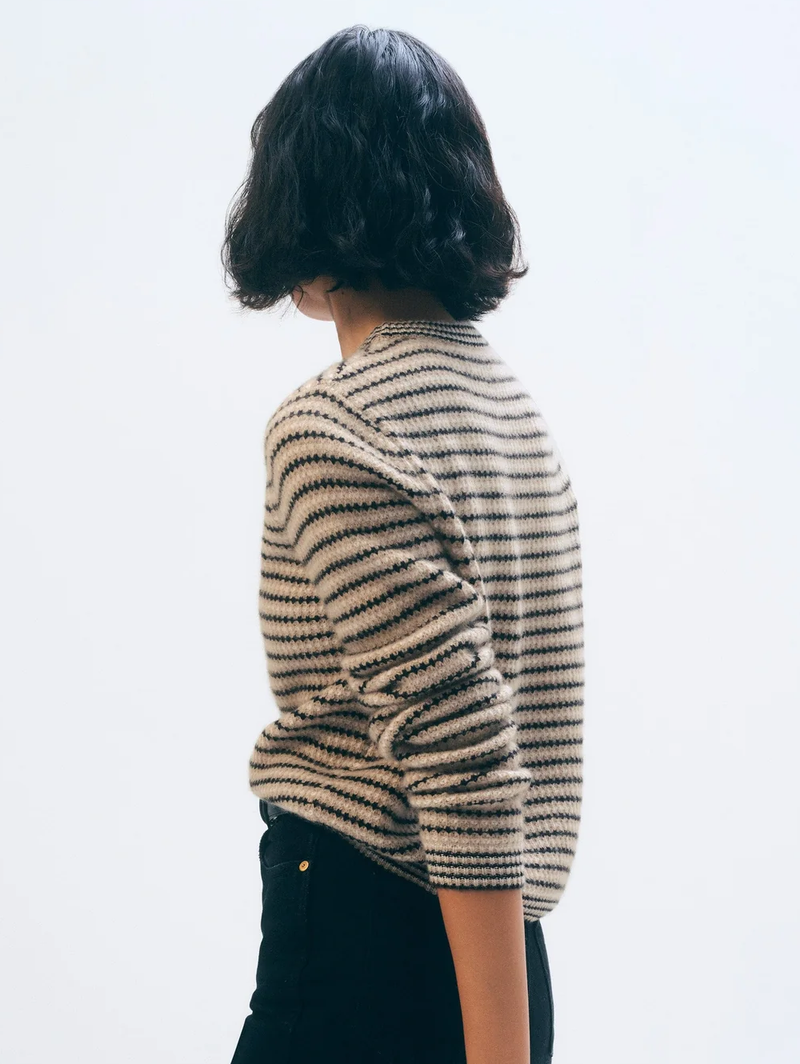 Cashmere Textured Stripe Crewneck