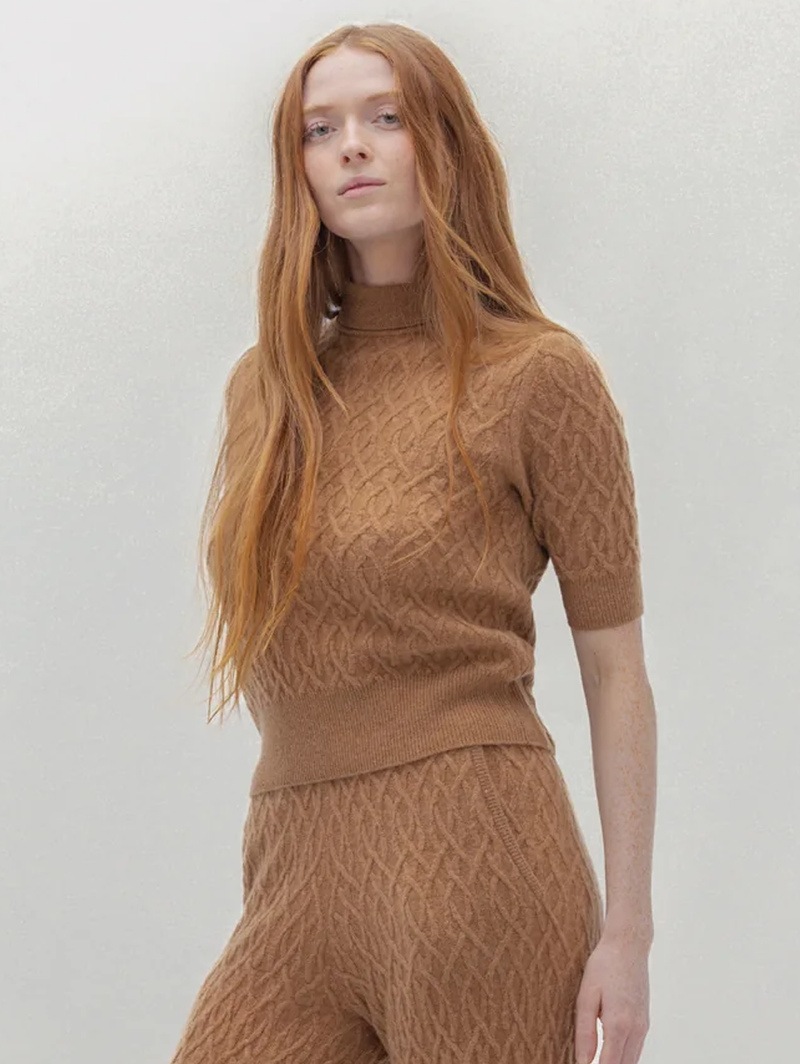 Cableknit Mock Neck