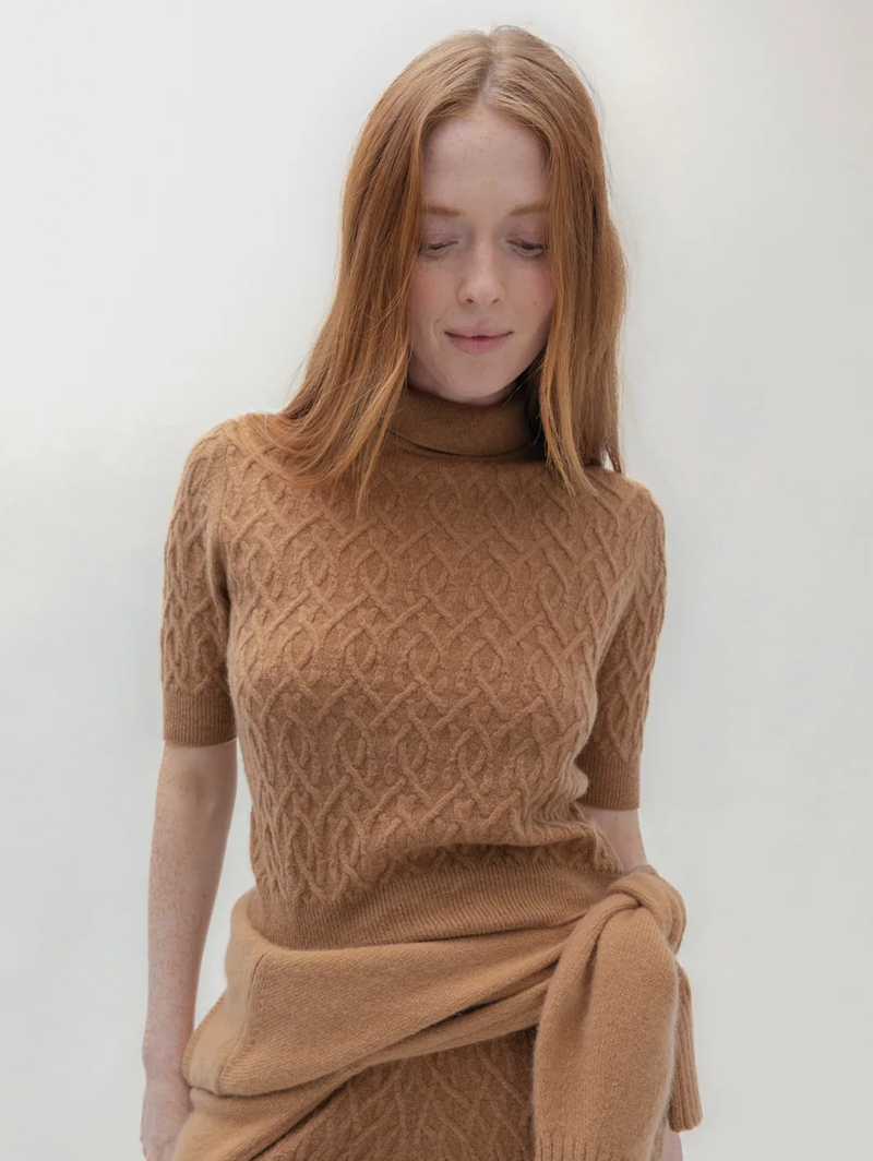 Cableknit Mock Neck