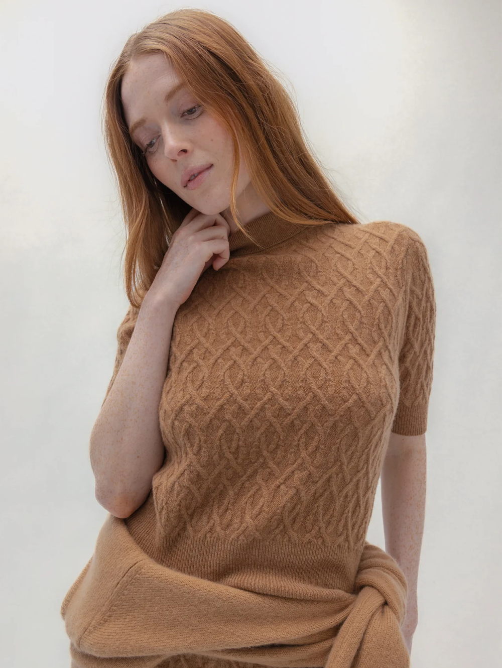 Cableknit Mock Neck