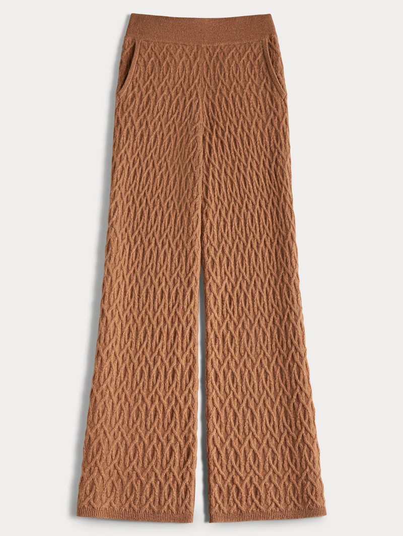 Cable Knit Wide-Leg Pant