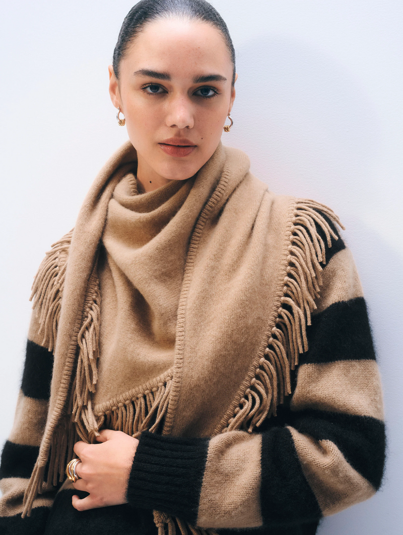 Brushed Fringe Cashmere Scarf