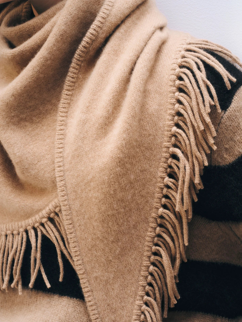 Brushed Fringe Cashmere Scarf