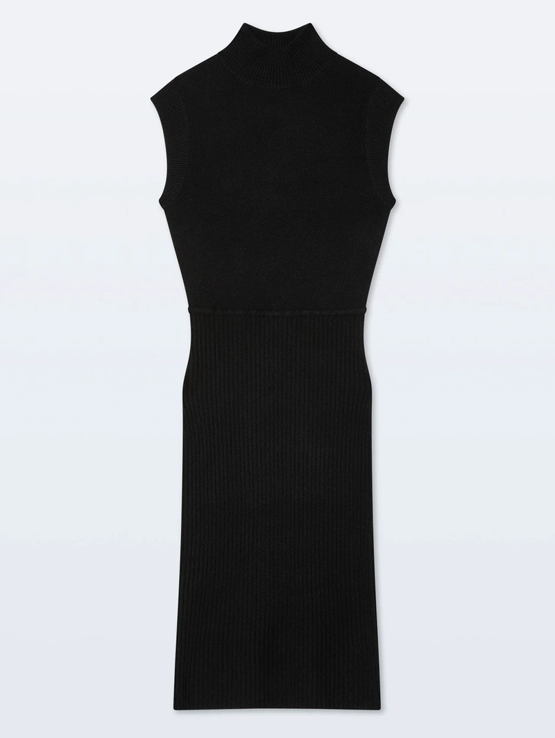Cashmere Sleeveless Dress in Black