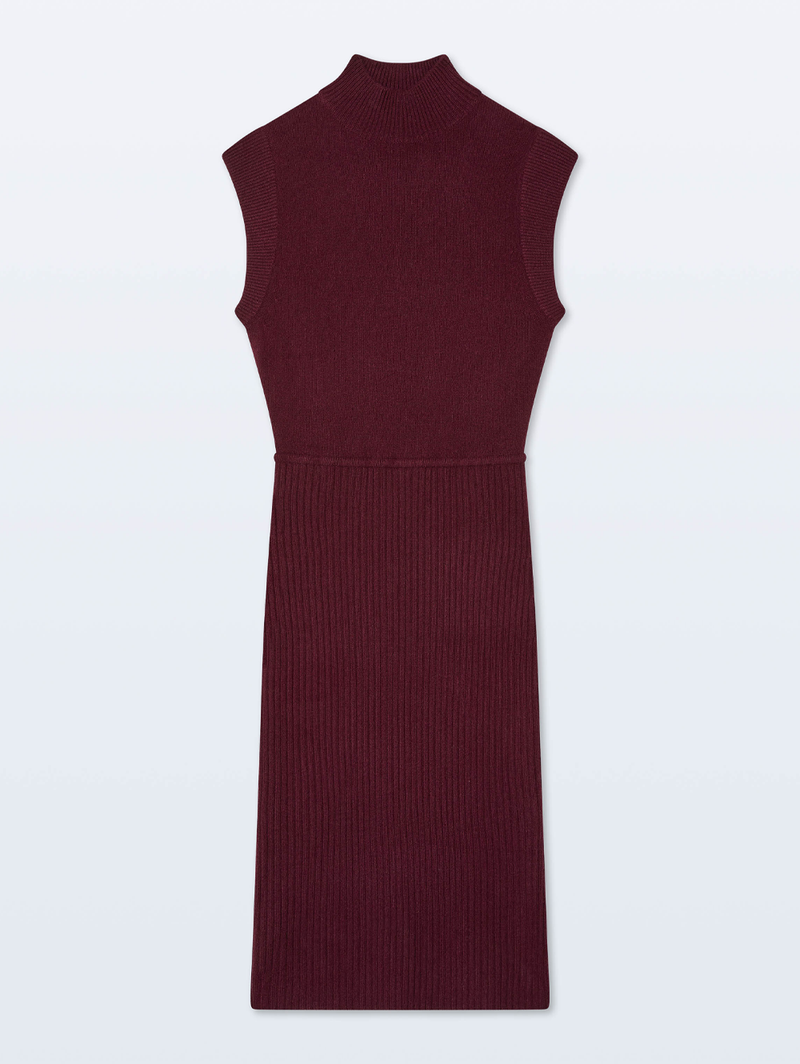 Cashmere Sleeveless Dress in Sangria