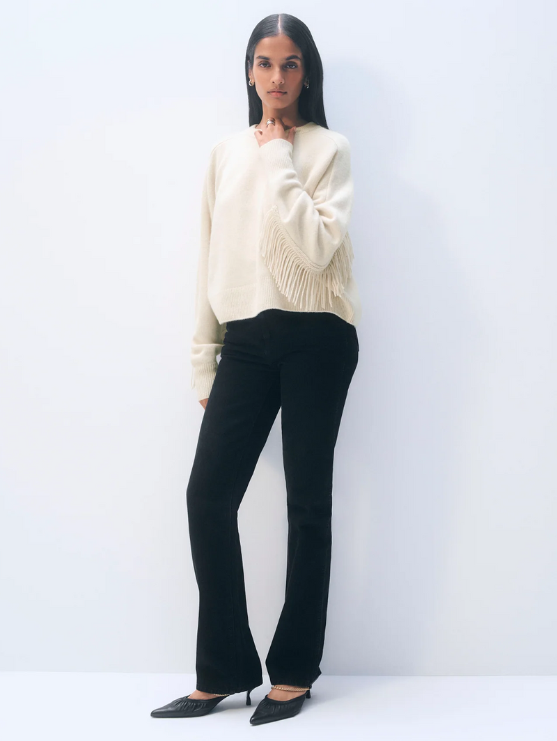 Cashmere Blend Luxe Fringe Crewneck