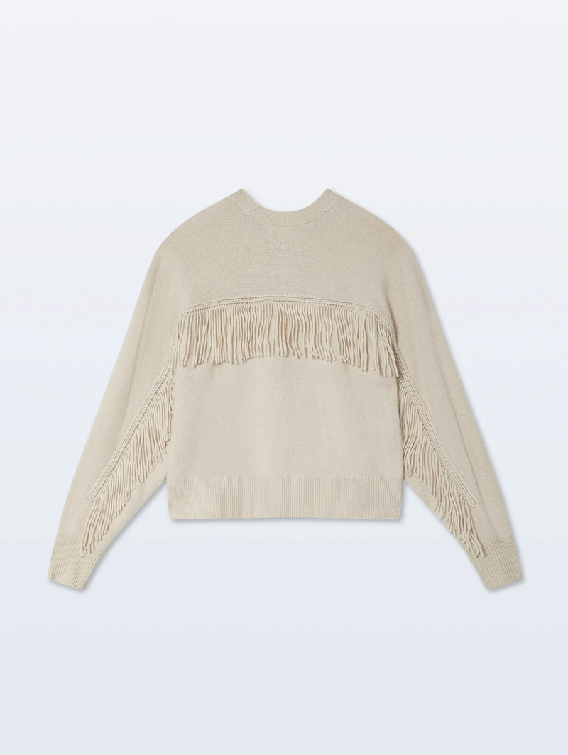 Cashmere Blend Luxe Fringe Crewneck