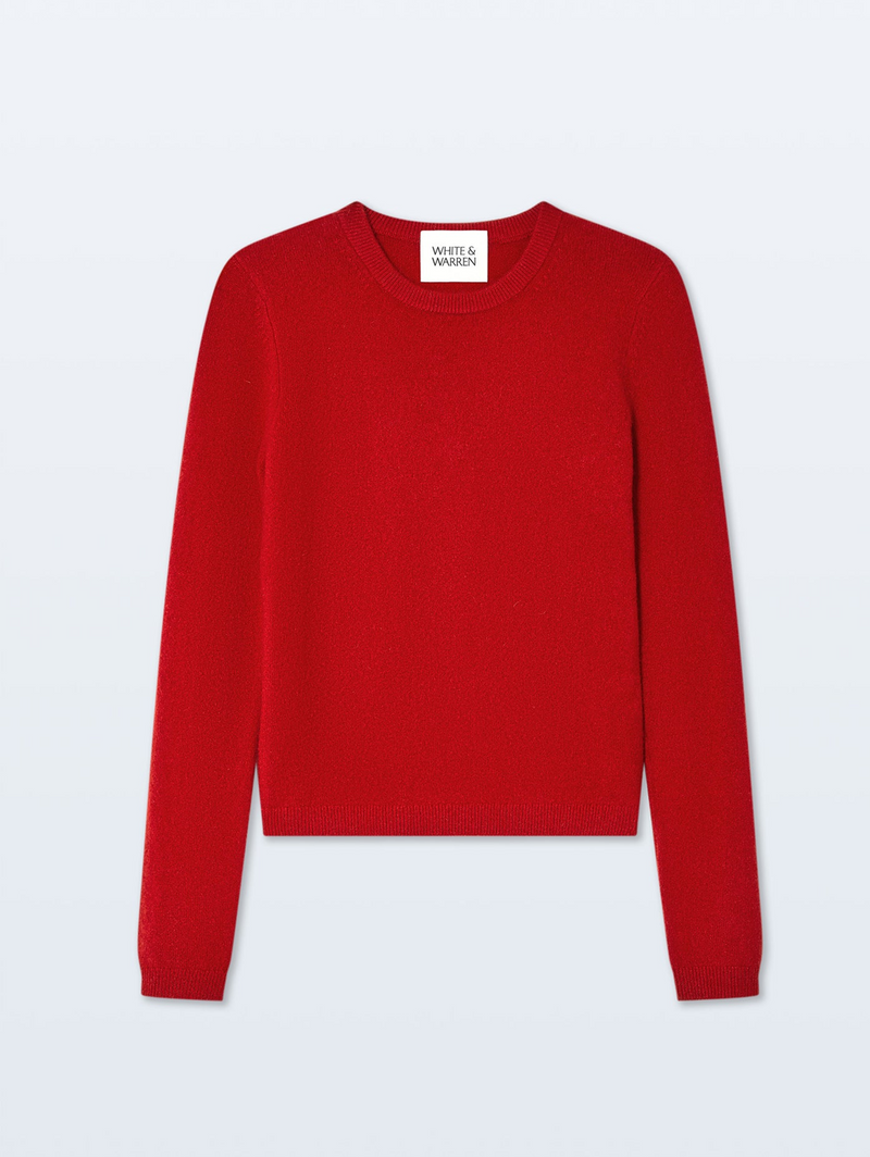 Cashmere Slim Stretch Crewneck in Crimson