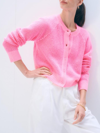 Cashmere Mesh Cardigan in Pink Buds
