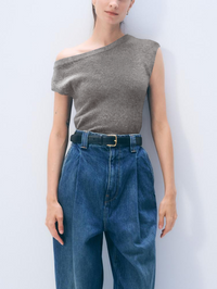 Off Shoulder Top in Grey Heather