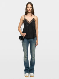 ZADIG & VOLTAIRE Christy Silk Strass Paisley Camisole in Black – Image 1
