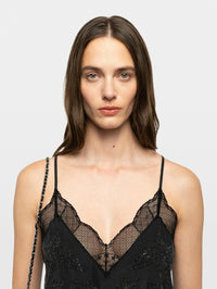 ZADIG & VOLTAIRE Christy Silk Strass Paisley Camisole in Black – Image 3