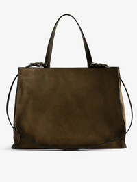Front view of the Jack Suede Bag in wood by Zadig & Voltaire with structured handles