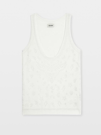 ZADIG & VOLTAIRE Jossy Bandana Pointelle Tank in EGGSHELL – Image 5