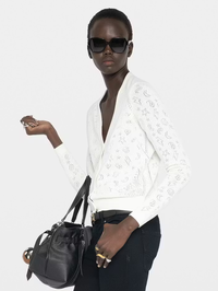 ZADIG & VOLTAIRE Manala Bandana Pointelle Cardigan in EGGSHELL – Image 4