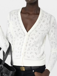 ZADIG & VOLTAIRE Manala Bandana Pointelle Cardigan in EGGSHELL – Image 5