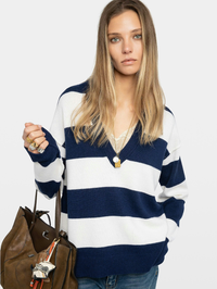 Mikyz Striped V-Neck Sweater by ZADIG & VOLTAIRE - View 3