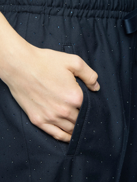 Close-up of hand in pocket of Poma Tailleur Strass Trousers in Encre by ZADIG & VOLTAIRE with crystal embellishment