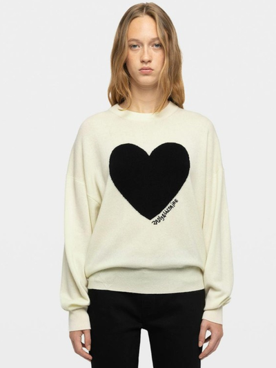 Soulo LC Heart Sweater in Ecru