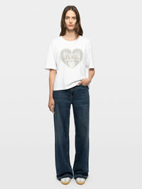 ZADIG & VOLTAIRE Taida Bc Heart Rnr Strass Tee in White - 1