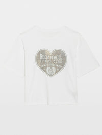 ZADIG & VOLTAIRE Taida Bc Heart Rnr Strass Tee in White - 4