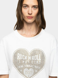 ZADIG & VOLTAIRE Taida Bc Heart Rnr Strass Tee in White - 3