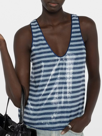 Tarys Sequin Stripe Sleeveless Tank by ZADIG & VOLTAIRE - View 3