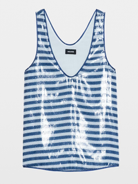 Tarys Sequin Stripe Sleeveless Tank by ZADIG & VOLTAIRE - View 5