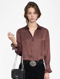 Thely Satin Shirt by ZADIG & VOLTAIRE-BURGUNDY-AMY Atelier